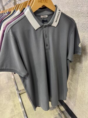 Gray moncler collar logo polo tshirt