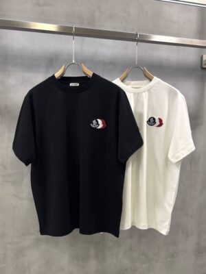 White moncler triple logo tshirt