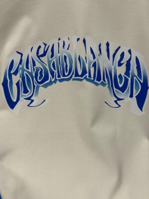 White casablanca blue letters shortset
