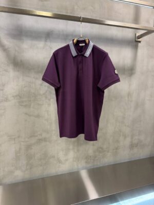 Purple moncler collar logo polo tshirt