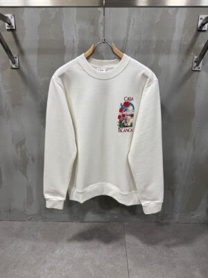 White casablanca red flowers sweater