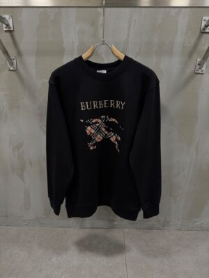 Black Burberry horse logo embroidered EKD check Sweatshirt