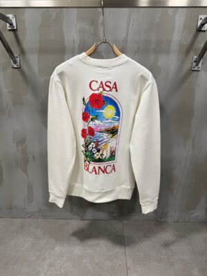 White casablanca red flowers sweater