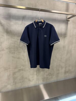 Navy dior CD logo polo tshirt