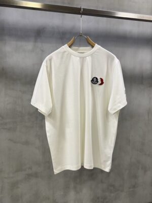 White moncler triple logo tshirt