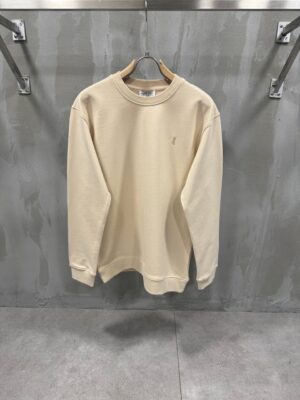Beige YSL saint laurent embroidered logo cotton sweatshirt
