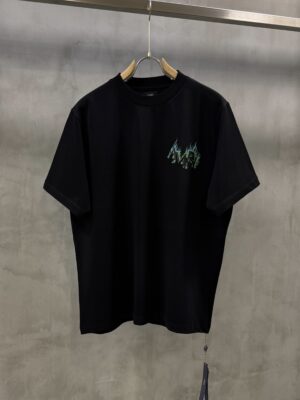 Black amiri logo flames tshirt