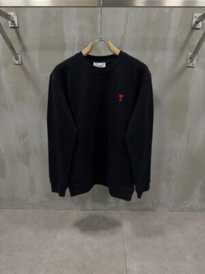 Black ami paris red ami de paris logo cotton sweatshirt