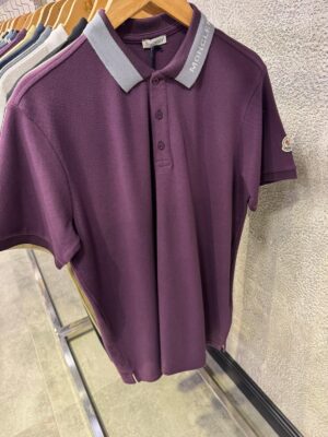 Purple moncler collar logo polo tshirt