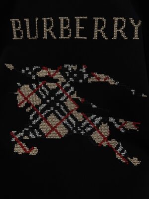 Black Burberry horse logo embroidered EKD check Sweatshirt
