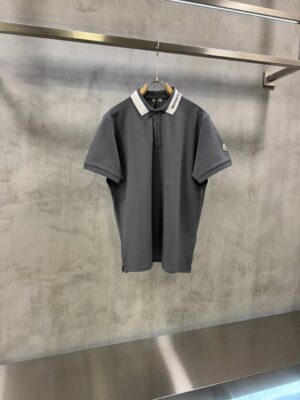 Gray moncler collar logo polo tshirt