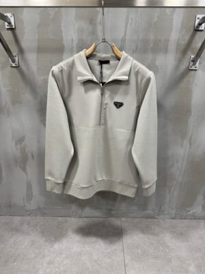 White prada half zip sweater