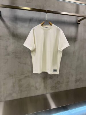White YSL saint Laurent bottom corner logo cotton t-shirt