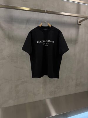 Black Dolce & Gabbana Essentials logo printed cotton tee