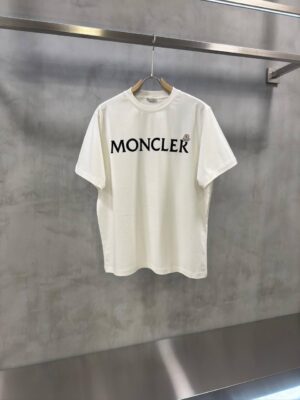 White Moncler Enfant logo print and patch cotton t-shirt