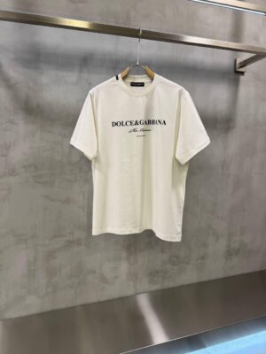 White Dolce & Gabbana Essentials logo printed cotton t-shirt