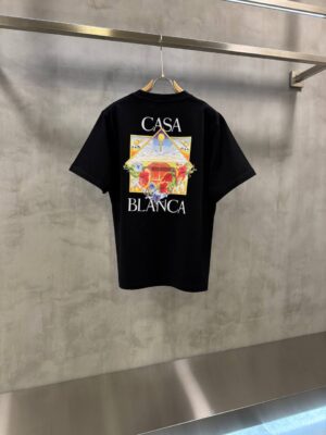 Black Casablanca Flower Court Icon cotton T-shirt