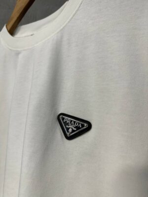 White prada logo basic triangle tshirt