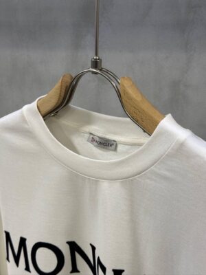 White Moncler Enfant logo print and patch cotton t-shirt