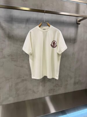 White Moncler embroidered logo cotton jersey t-shirt