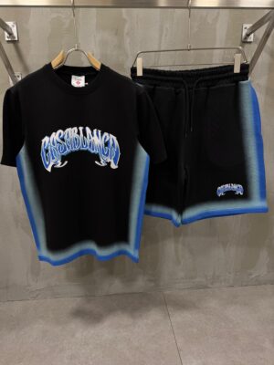 Black casablanca blue letters shortset