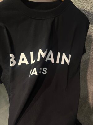 Black Balmain Paris logo-print cotton t-shirt