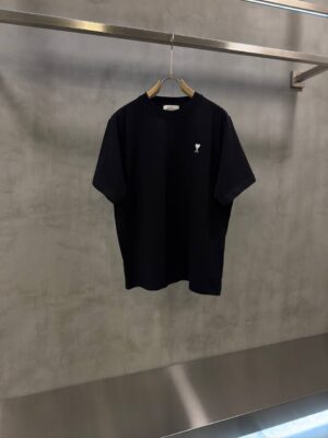 Black ami paris white ami de paris logo cotton t-shirt