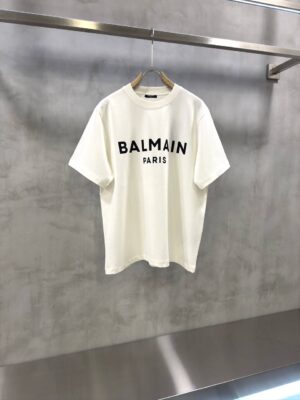 White Balmain Paris logo-print cotton t-shirt