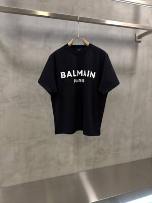 Black Balmain Paris logo-print cotton t-shirt