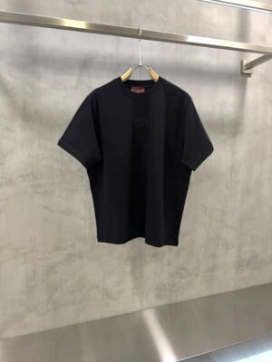 Black Gucci GG Embroidered center logo cotton jersey t-shirt