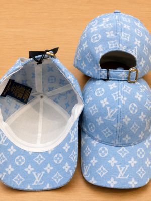Blue LV Monogram pattern Denim Cap