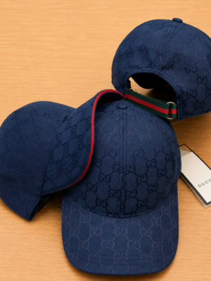 Navy Gucci GG canvas baseball cap