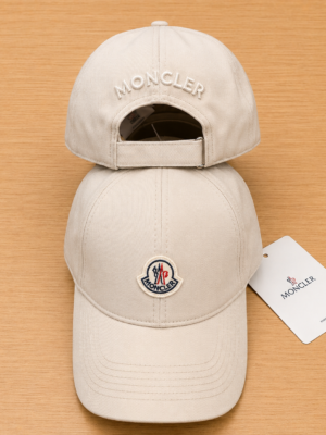 White Moncler cotton gabardine baseball cap