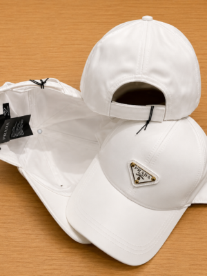 White Prada white drill logo baseball cap