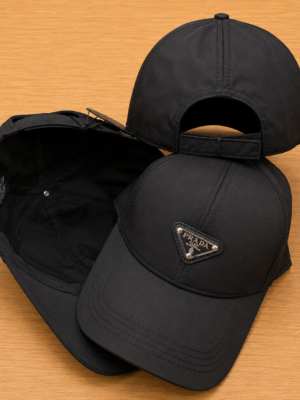 Black Prada classic logo cap