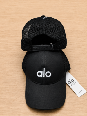Black Alo Yoga District Trucker Hat