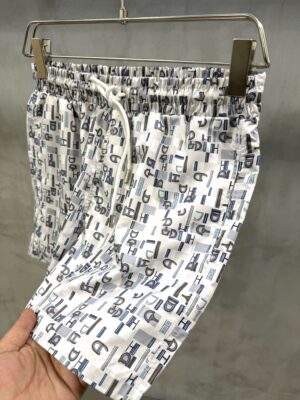 White Hermès Coups de Goua H all-over monogram Chaine d Ancre motif print swim trunks