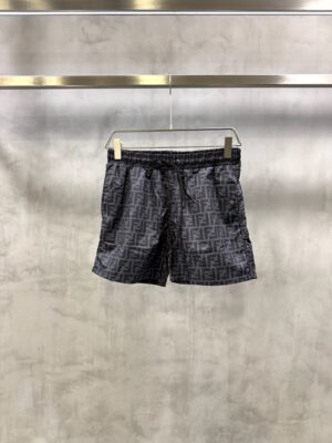 Black Fendi all-over tonal jacquard FF motif print swim shorts