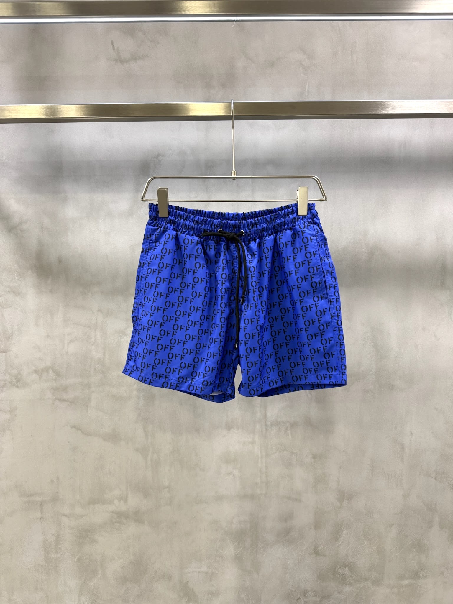 Blue Off-White all-over stenciled monogram Logo swim shorts
