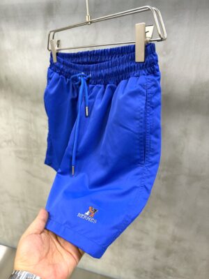 Blue Hermes embroidered H graphic logo swim shorts