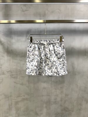 White Hermès Coups de Goua H all-over monogram Chaine d Ancre motif print swim trunks