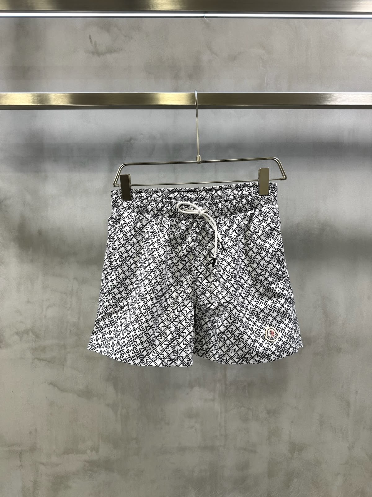 White Moncler all-over M pattern monogram-jacquard swim shorts