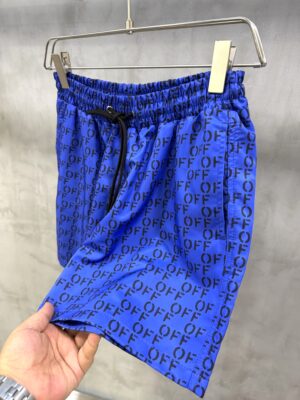 Blue Off-White all-over stenciled monogram Logo swim shorts