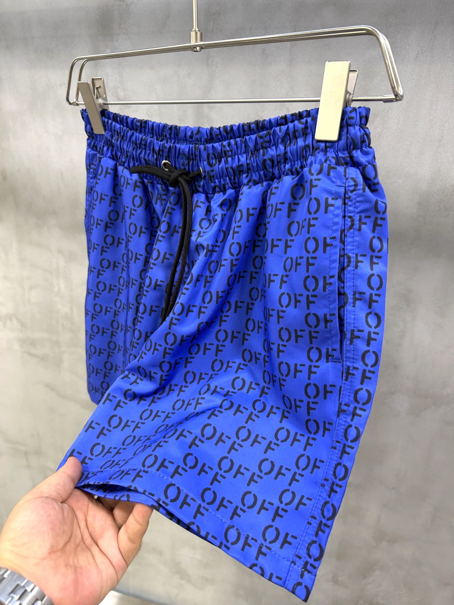 Blue Off-White all-over stenciled monogram Logo swim shorts - Image 2